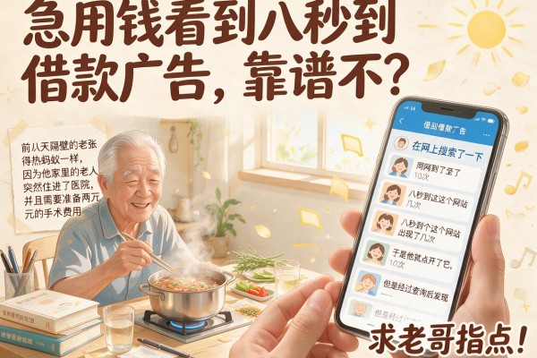 急用钱看到八秒到借款广告，靠谱不？求老哥指点！