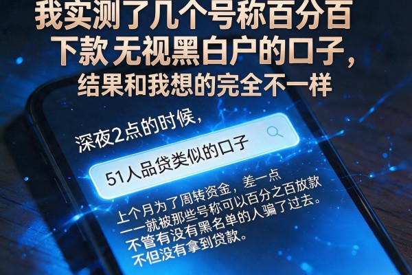 我实测了几个号称百分百下款无视黑白户的口子，结果和我想的完全不一样