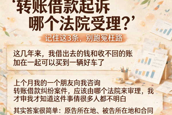 转账借款起诉哪个法院受理？记住这3条，别跑冤枉路