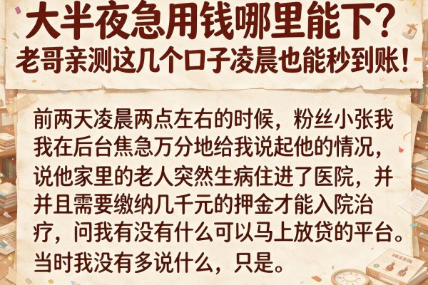 大半夜急用钱哪里能下？老哥亲测这几个口子凌晨也能秒到账！