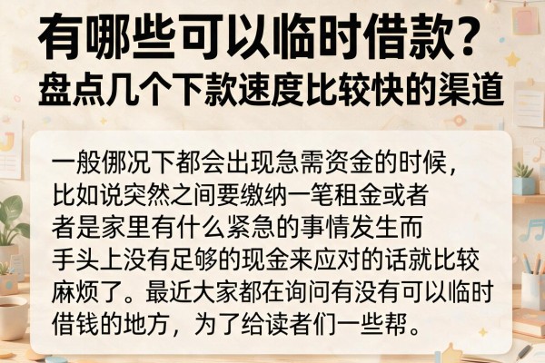 有哪些可以临时借款？盘点几个下款速度比较快的渠道