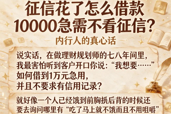 征信花了怎么借款10000急需不看征信？内行人的真心话