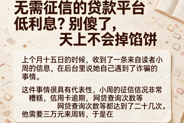 无需征信的贷款平台低利息？别傻了，天上不会掉馅饼