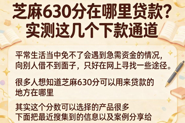 芝麻630分在哪里贷款？实测这几个下款通道