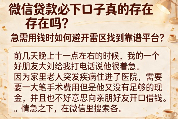 微信贷款必下口子真的存在吗?急需用钱时如何避开雷区找到靠谱平台?