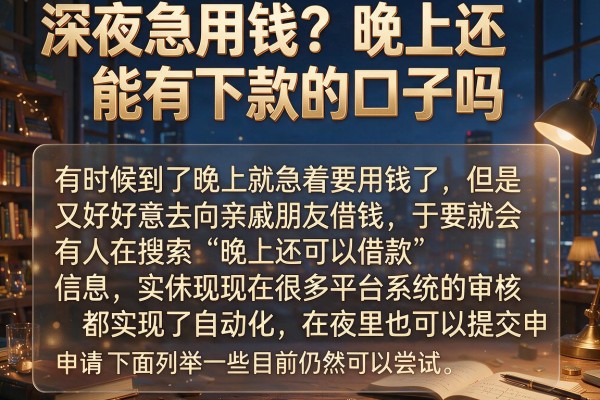 深夜急用钱？晚上还能有下款的口子吗整理这几个