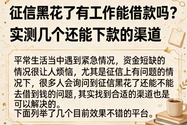 征信黑花了有工作能借款吗？实测几个还能下款的渠道