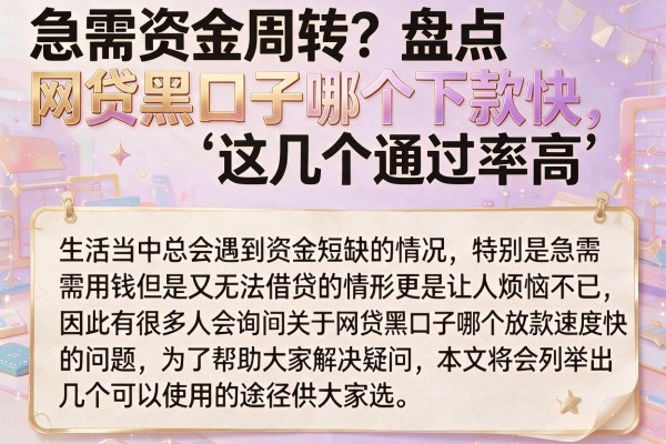 急需资金周转？盘点网贷黑口子哪个下款快，这几个通过率高