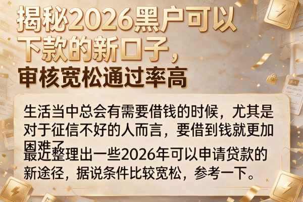 揭秘2026黑户可以下款的新口子，审核宽松通过率高