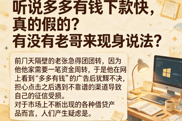 听说多多有钱下款快，真的假的？有没有老哥来现身说法？