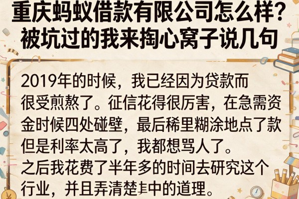 重庆蚂蚁借款有限公司怎么样？被坑过的我来掏心窝子说几句