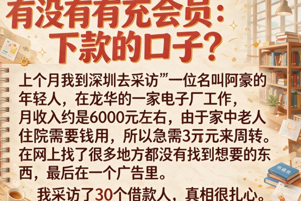 有没有充会员下款的口子？我采访了30个借款人，真相很扎心