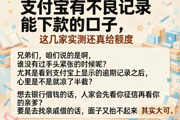 支付宝有不良记录能下款的口子，这几家实测还真给额度