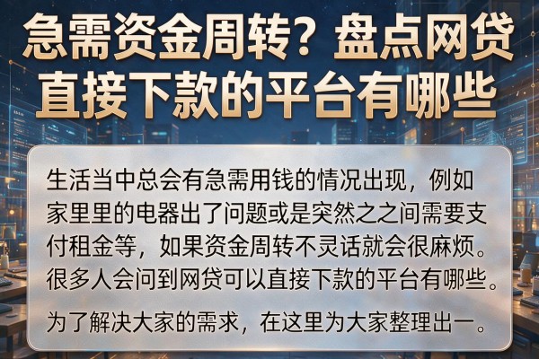急需资金周转？盘点网贷直接下款的平台有哪些