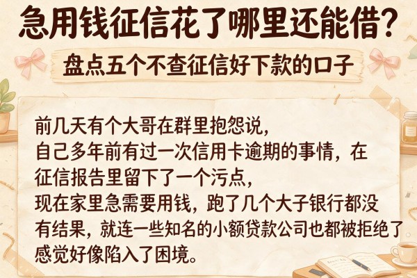 急用钱征信花了哪里还能借？盘点五个不查征信好下款的口子