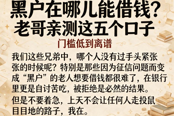 黑户在哪儿能借钱？老哥亲测这五个口子，门槛低到离谱