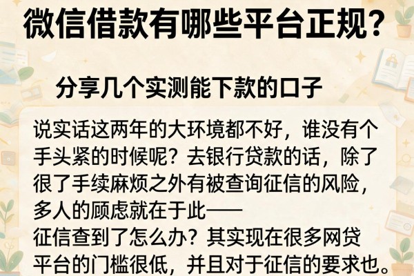 微信借款有哪些平台正规？分享几个实测能下款的口子