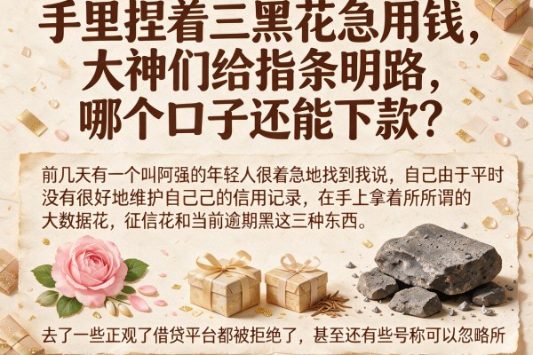手里捏着三黑花急用钱，大神们给指条明路，哪个口子还能下款？