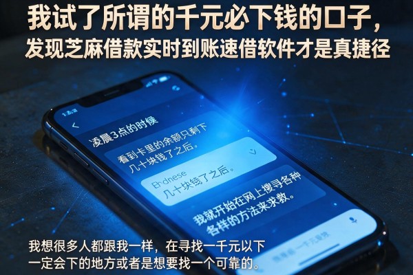 我试了所谓的千元必下钱的口子,发现芝麻借款实时到账速借软件才是真捷径