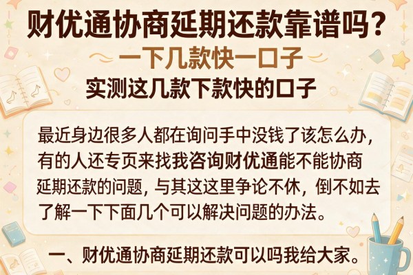 财优通协商延期还款靠谱吗？实测这几款下款快的口子