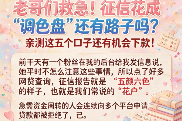 老哥们救急！征信花成“调色盘”还有路子吗？亲测这五个口子还有机会下款！