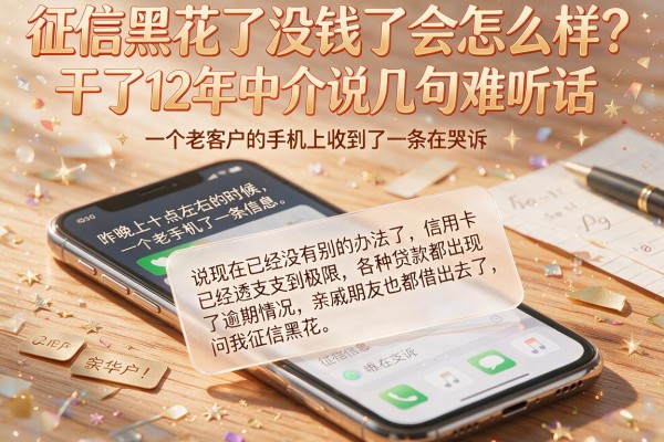 征信黑花了没钱了会怎么样？干了12年中介说几句难听话