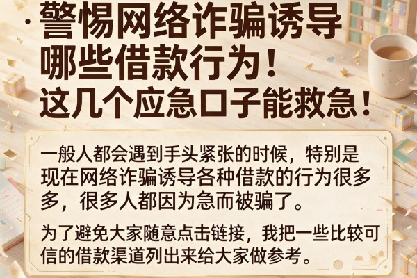 警惕网络诈骗诱导哪些借款行为，这几个应急口子能救急