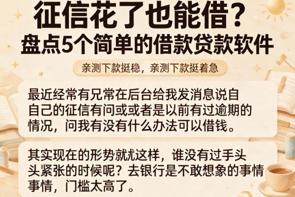 征信花了也能借？盘点5个简单的借款贷款软件，亲测下款挺稳