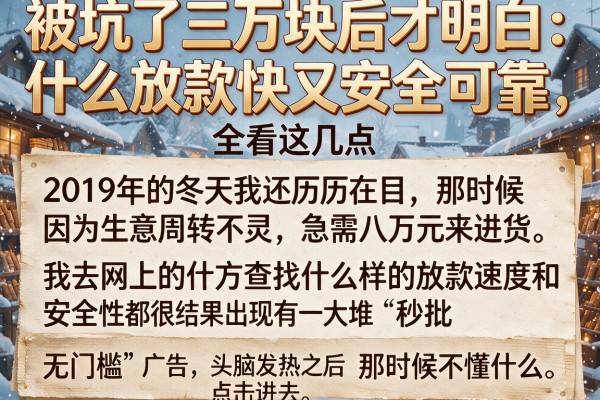 被坑了三万块后才明白：什么放款快又安全可靠，全看这几点