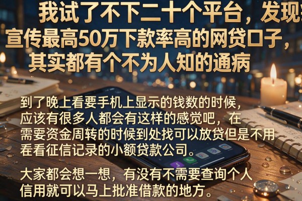 我试了不下二十个平台，发现那些宣传最高50万下款率高的网贷口子，其实都有个不为人知的通病