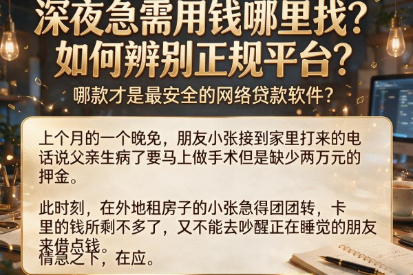 深夜急需用钱哪里找？如何辨别正规平台？哪款才是最安全的网络贷款软件？