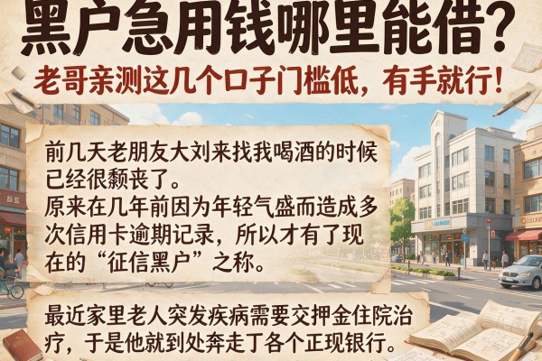 黑户急用钱哪里能借？老哥亲测这几个口子门槛低，有手就行！