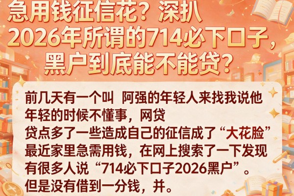 急用钱征信花？深扒2026年所谓的714必下口子，黑户到底能不能贷？