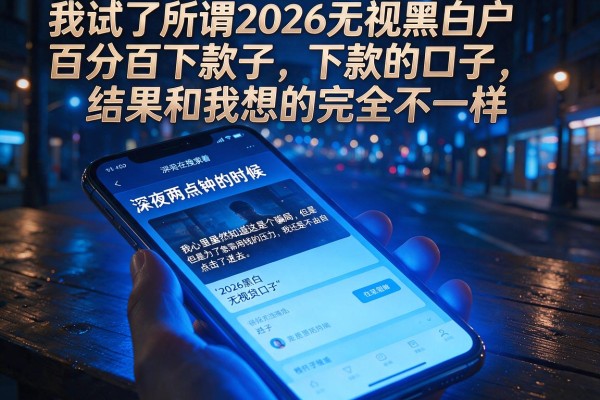 我试了所谓2026无视黑白户百分百下款的口子，结果和我想的完全不一样