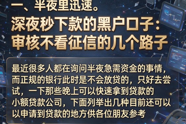 深夜秒下款的黑户口子：审核不看征信的几个路子