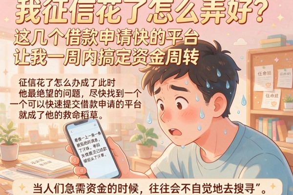 我征信花了怎么弄好？这几个借款申请快的平台让我一周内搞定资金周转
