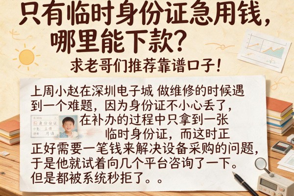 只有临时身份证急用钱，哪里能下款？求老哥们推荐靠谱口子！