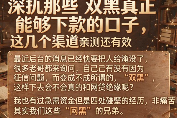 深扒那些双黑真正能够下款的口子，这几个渠道亲测还有效