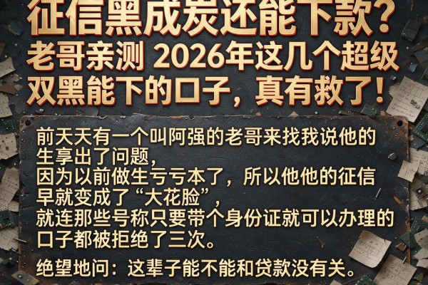 征信黑成炭还能下款？老哥亲测2026年这几个超级双黑能下的口子，真有救了！