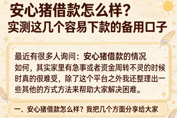 安心猪借款怎么样？实测这几个容易下款的备用口子