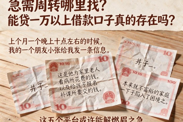 急需周转哪里找？能贷一万以上借款口子真的存在吗？这五个平台或许能解燃眉之急