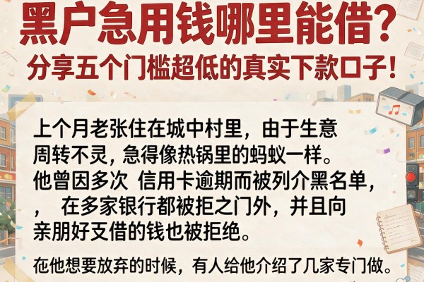 黑户急用钱哪里能借？分享五个门槛超低的真实下款口子！