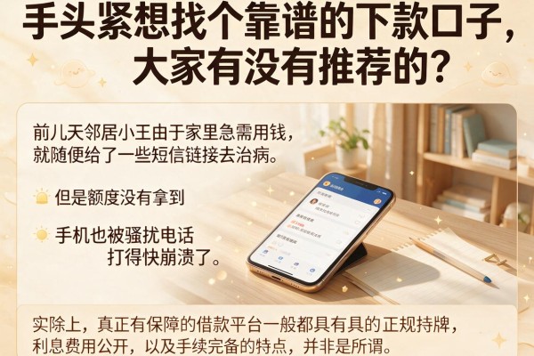 手头紧想找个靠谱的下款口子，大家有没有推荐的？