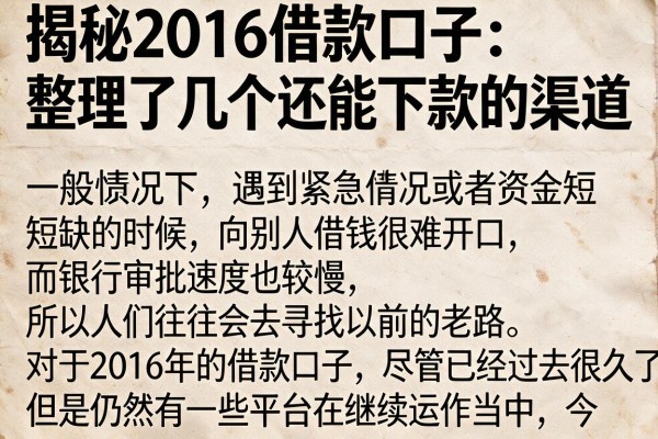 揭秘2016借款口子：整理了几个还能下款的渠道