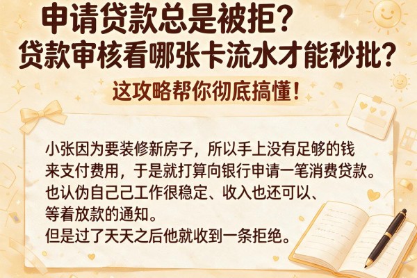 申请贷款总是被拒？贷款审核看哪张卡流水才能秒批？这篇攻略帮你彻底搞懂！