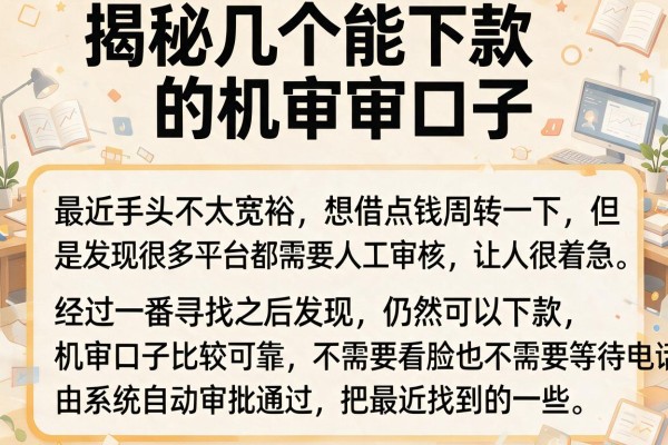 揭秘几个能下款的机审口子，审核快不磨叽