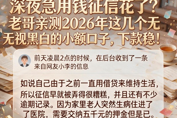 深夜急用钱征信花了？老哥亲测2026年这几个无视黑白的小额口子，下款稳！