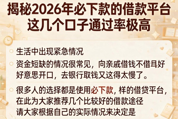 揭秘2026年必下款的借款平台,这几个口子通过率极高