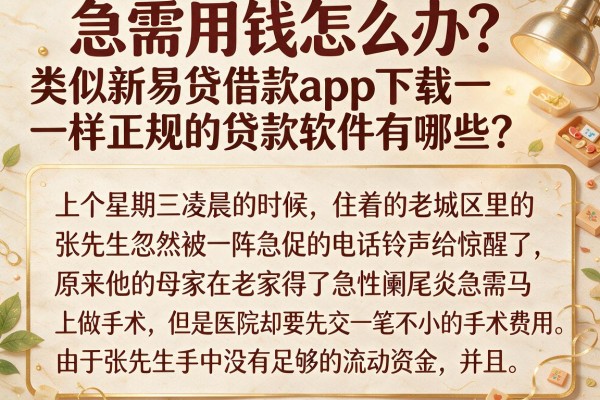 急需用钱怎么办？类似新易贷借款app下载一样正规的贷款软件有哪些？这几个靠谱平台值得收藏