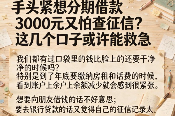 手头紧想分期借款3000元又怕查征信？这几个口子或许能救急